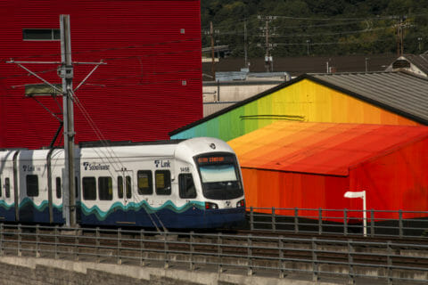 © Christopher Derek Bruno, <em>Exterior Intervention 1: angle of incidence</em>, 2017. SODO Track, Seattle. Photo by @wiseknave. © Christopher Derek Bruno, Exterior Intervention 1: angle of incidence, 2017. SODO Track, Seattle. Photo by @wiseknave.