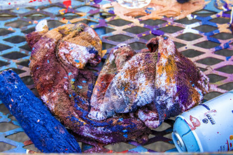 © Andrew Hem, <em>Underwater Squad</em> (process), 2017. SODO Track, Seattle. Photo by @wiseknave. © Andrew Hem, Underwater Squad (process), 2017. SODO Track, Seattle. Photo by @wiseknave.