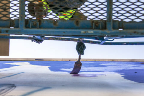 © Andrew Hem, <em>Underwater Squad</em> (process), 2017. SODO Track, Seattle. Photo by @wiseknave. © Andrew Hem, Underwater Squad (process), 2017. SODO Track, Seattle. Photo by @wiseknave.