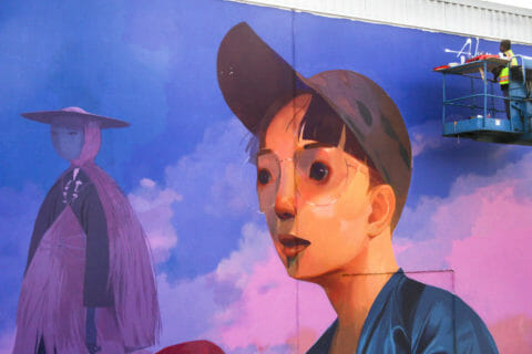 © Andrew Hem, <em>Underwater Squad</em> (in progress), 2017. SODO Track, Seattle. Photo by @wiseknave. © Andrew Hem, Underwater Squad (in progress), 2017. SODO Track, Seattle. Photo by @wiseknave.