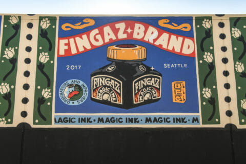 © Broken Fingaz, Fingaz Magic Ink (detail), 2017. SODO Track, Seattle. Photo by @wiseknave.