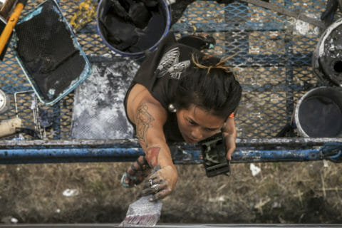 © Caratoes, <em>Waiting For My Mind To Come Back</em> (process), 2017. SODO Track, Seattle. Photo by @wiseknave. © Caratoes. Waiting For My Mind To Come Back (process), 2017. SODO Track, Seattle. Photo by @wiseknave.