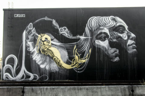 © Caratoes, <em>Waiting For My Mind To Come Back</em>, 2017. SODO Track, Seattle. Photo by @wiseknave. © Caratoes. Waiting For My Mind To Come Back, 2017. SODO Track, Seattle. Photo by @wiseknave.