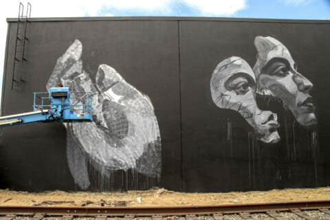 © Caratoes, <em>Waiting For My Mind To Come Back</em> (in progress), 2017. SODO Track, Seattle. Photo by @wiseknave. © Caratoes. Waiting For My Mind To Come Back (in progress), 2017. SODO Track, Seattle. Photo by @wiseknave.