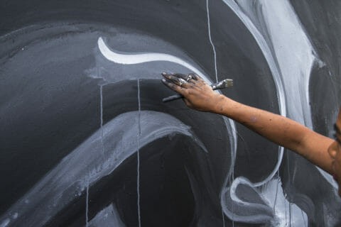 © Caratoes, <em>Waiting For My Mind To Come Back</em> (process), 2017. SODO Track, Seattle. Photo by @wiseknave. © Caratoes. Waiting For My Mind To Come Back (process), 2017. SODO Track, Seattle. Photo by @wiseknave.