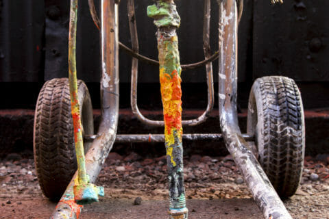 © Christopher Derek Bruno, <em>Exterior Intervention 1: angle of incidence</em> (process), 2017. SODO Track, Seattle. Photo by @wiseknave. © Christopher Derek Bruno, Exterior Intervention 1: angle of incidence (process), 2017. SODO Track, Seattle. Photo by @wiseknave.