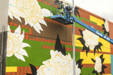 © Kenji Stoll, <em>White Ashes 3</em>, 2017 (in progress). SODO Track, Seattle. Photo by @wiseknave. © Kenji Stoll, White Ashes 3, 2017 (in progress). SODO Track, Seattle. Photo by @wiseknave.