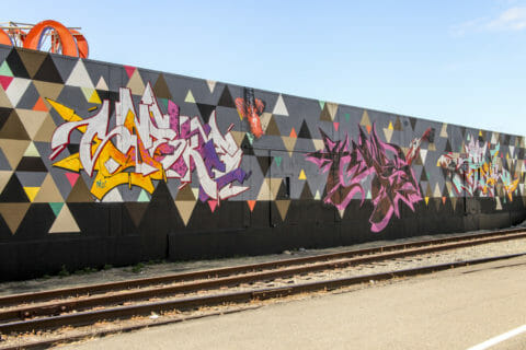 © SNEKE + HEWS + APAUL, Blaine Fontana, <em>Equilateral Momentum</em>, 2017. SODO Track, Seattle. Photo by @wiseknave. © SNEKE + HEWS + APAUL, Blaine Fontana, Equilateral Momentum, 2017. SODO Track, Seattle. Photo by @wiseknave.