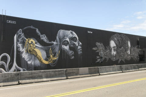 © Caratoes, <em>Waiting For My Mind To Come Back</em>, 2017, and © Paola Delfin, <em>Shelter 2</em>, 2017. SODO Track, Seattle. Photo by @wiseknave. © Caratoes, Waiting For My Mind To Come Back, 2017, and © Paola Delfin, Shelter 2, 2017. SODO Track, Seattle. Photo by @wiseknave.