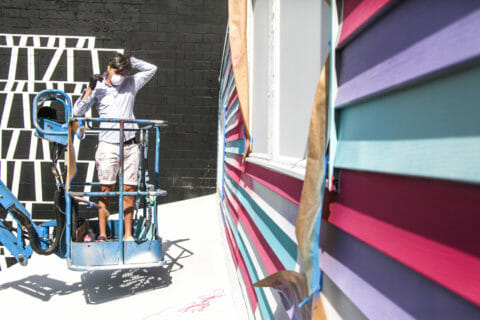 © Damien Gilley, <em>Nano-Trip</em> (process), 2017. SODO Track, Seattle. Photo by @wiseknave. © Damien Gilley, Nano-Trip (process), 2017. SODO Track, Seattle. Photo by @wiseknave.