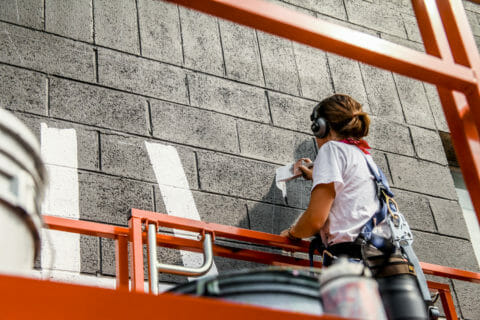 © Ellen Picken, <em>Stratigraphic</em> (in progress), 2017. SODO Track, Seattle. Photo by @wiseknave. © Ellen Picken, Stratigraphic (in progress), 2017. SODO Track, Seattle. Photo by @wiseknave.