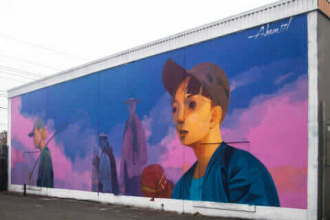 © Andrew Hem, <em>Underwater Squad</em>, 2017. SODO Track, Seattle. Photo by @wiseknave. © Andrew Hem, Underwater Squad, 2017. SODO Track, Seattle. Photo by @wiseknave.