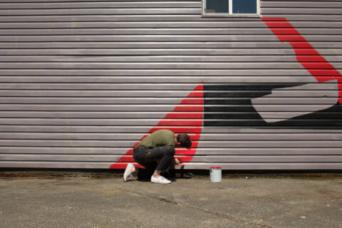 © Brian Sanchez, <em>Composition 2/10</em> (in progress), 2018. SODO Track, Seattle. Photo by @akoorisphoto. © Brian Sanchez, Composition 2/10 (in progress), 2018. SODO Track, Seattle. Photo by @akoorisphoto.