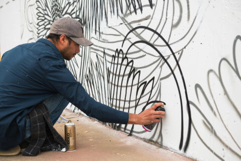 © Rather Severe + Gabriel Marquez, <em>Hallucinations of an Unchartered Territory</em> (in progress), 2018. SODO Track, Seattle. Photo by @akoorisphoto. © Rather Severe + Gabriel Marquez, Hallucinations of an Unchartered Territory (in progress), 2018. SODO Track, Seattle. Photo by @akoorisphoto.
