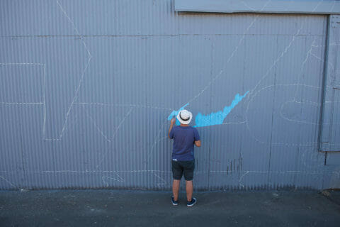 © Saddo, <em>Untitled</em> (in progress), 2018. SODO Track, Seattle. Photo by @akoorisphoto. © Saddo, Untitled (in progress), 2018. SODO Track, Seattle. Photo by @akoorisphoto.