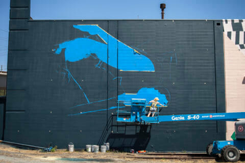 © Jillian Evelyn, <em>Balance</em> (in progress), 2018. SODO Track, Seattle. Photo by @wiseknave. © Jillian Evelyn, Balance (in progress), 2018. SODO Track, Seattle. Photo by @wiseknave.