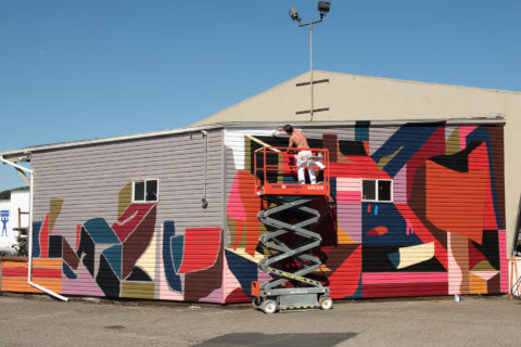 © Brian Sanchez, <em>Composition 2/10</em> (in progress), 2018. SODO Track, Seattle. Photo by @akoorisphoto. © Brian Sanchez, Composition 2/10 (in progress), 2018. SODO Track, Seattle. Photo by @akoorisphoto.