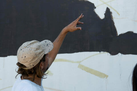 © Ricky Lee Gordon, <em>Landscapes in Ceremony</em> (in progress), 2018. SODO Track, Seattle. Photo by @akoorisphoto. © Ricky Lee Gordon, Landscapes in Ceremony (in progress), 2018. SODO Track, Seattle. Photo by @akoorisphoto.