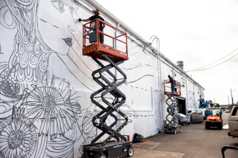 © Rather Severe + Gabriel Marquez, <em>Hallucinations of an Unchartered Territory</em> (in progress), 2018. SODO Track, Seattle. Photo by @wiseknave. © Rather Severe + Gabriel Marquez, Hallucinations of an Unchartered Territory (in progress), 2018. SODO Track, Seattle. Photo by @wiseknave.