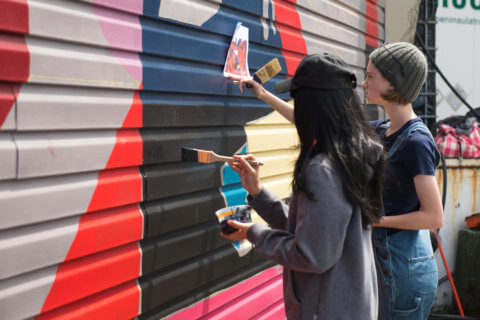 © Brian Sanchez, <em>Composition 2/10</em> (in progress), 2018. SODO Track, Seattle. Photo by @akoorisphoto. © Brian Sanchez, Composition 2/10 (in progress), 2018. SODO Track, Seattle. Photo by @akoorisphoto.