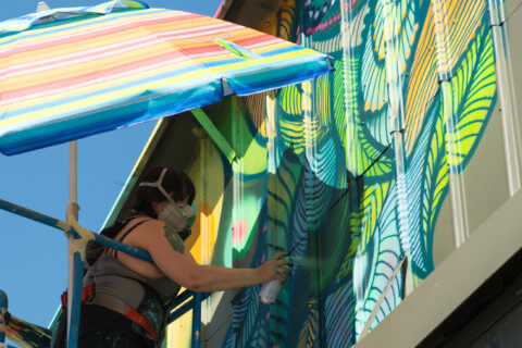 © Angelina Villalobos, <em>What Grows Around, Comes Around</em> (in progress), 2018. SODO Track, Seattle. Photo by @akoorisphoto. © Angelina Villalobos, What Grows Around, Comes Around (in progress), 2018. SODO Track, Seattle. Photo by @akoorisphoto.