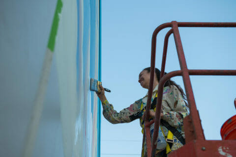 © Celeste Byers, <em>Above the Clouds</em> (in progress), 2018. SODO Track, Seattle. Photo by @akoorisphoto. © Celeste Byers, Above the Clouds (in progress), 2018. SODO Track, Seattle. Photo by @akoorisphoto.