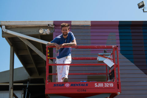 © Brian Sanchez, <em>Composition 2/10</em> (process), 2018. SODO Track, Seattle. Photo by @akoorisphoto. © Brian Sanchez, Composition 2/10 (process), 2018. SODO Track, Seattle. Photo by @akoorisphoto.