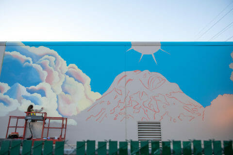 © Celeste Byers, <em>Above the Clouds</em> (in progress), 2018. SODO Track, Seattle. Photo by @akoorisphoto. © Celeste Byers, Above the Clouds (in progress), 2018. SODO Track, Seattle. Photo by @akoorisphoto.