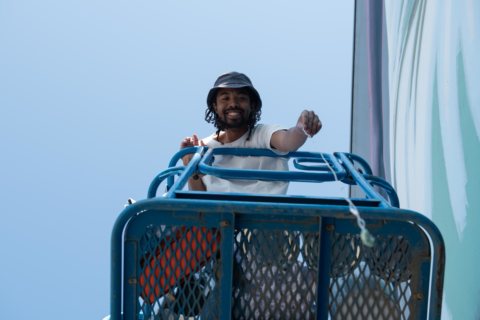 © Alex Gardner, <em>Personal Trainer</em> (process), 2018. SODO Track, Seattle. Photo by @akoorisphoto. © Alex Gardner, Personal Trainer (process), 2018. SODO Track, Seattle. Photo by @akoorisphoto.