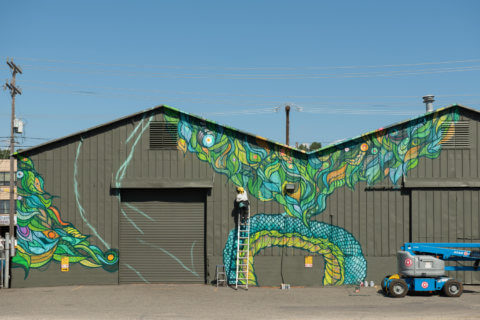 © Angelina Villalobos, <em>What Grows Around, Comes Around</em> (in progress), 2018. SODO Track, Seattle. Photo by @akoorisphoto. © Angelina Villalobos, What Grows Around, Comes Around (in progress), 2018. SODO Track, Seattle. Photo by @akoorisphoto.