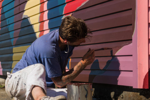 © Brian Sanchez, <em>Composition 2/10</em> (in progress), 2018. SODO Track, Seattle. Photo by @akoorisphoto. © Brian Sanchez, Composition 2/10 (in progress), 2018. SODO Track, Seattle. Photo by @akoorisphoto.