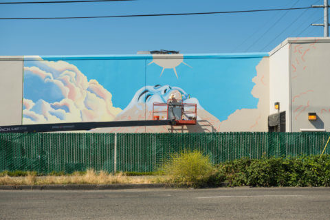 © Celeste Byers, <em>Above the Clouds</em> (in progress), 2018. SODO Track, Seattle. Photo by @akoorisphoto. © Celeste Byers, Above the Clouds (in progress), 2018. SODO Track, Seattle. Photo by @akoorisphoto.
