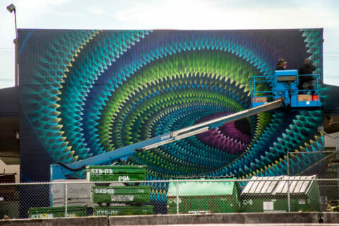 © Hoxxoh, <em>Untitled</em> (in progress), 2018. SODO Track, Seattle. Photo by @wiseknave. © Hoxxoh, Untitled (in progress), 2018. SODO Track, Seattle. Photo by @wiseknave.