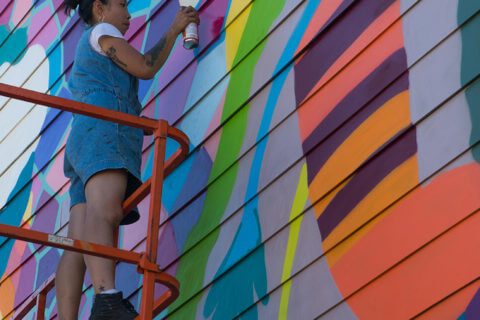 © Soph O, <em>Other Stranger Realities Are Possible So Let's Pretend We Don't Exist And Have Bizarre Celebrations</em> (in progress), 2018. SODO Track, Seattle. Photo by @akoorisphoto. © Soph O, Other Stranger Realities Are Possible So Let's Pretend We Don't Exist And Have Bizarre Celebrations (in progress), 2018. SODO Track, Seattle. Photo by @akoorisphoto.