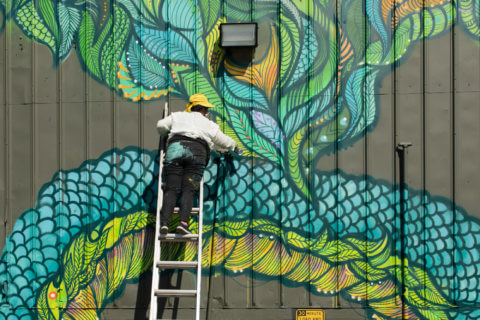 © Angelina Villalobos, <em>What Grows Around, Comes Around</em> (in progress), 2018. SODO Track, Seattle. Photo by @akoorisphoto. © Angelina Villalobos, What Grows Around, Comes Around (in progress), 2018. SODO Track, Seattle. Photo by @akoorisphoto.