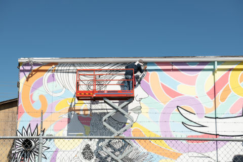 © Rather Severe + Gabriel Marquez, <em>Hallucinations of an Unchartered Territory</em> (in progress), 2018. SODO Track, Seattle. Photo by @akoorisphoto. © Rather Severe + Gabriel Marquez, Hallucinations of an Unchartered Territory (in progress), 2018. SODO Track, Seattle. Photo by @akoorisphoto.