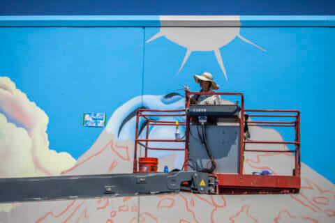 © Celeste Byers, <em>Above the Clouds</em> (in progress), 2018. SODO Track, Seattle. Photo by @wiseknave. © Celeste Byers, Above the Clouds (in progress), 2018. SODO Track, Seattle. Photo by @wiseknave.