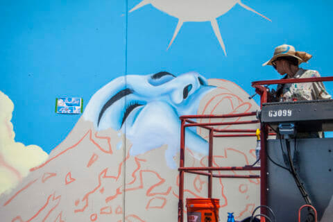 © Celeste Byers, <em>Above the Clouds</em> (in progress), 2018. SODO Track, Seattle. Photo by @wiseknave. © Celeste Byers, Above the Clouds (in progress), 2018. SODO Track, Seattle. Photo by @wiseknave.