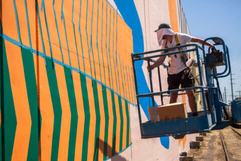 © Elliot Routledge, <em>Untitled</em> (in progress), 2018. SODO Track, Seattle. Photo by @wiseknave. © Elliot Routledge, Untitled (in progress), 2018. SODO Track, Seattle. Photo by @wiseknave.