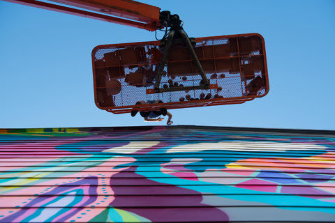 © Soph O, <em>Other Stranger Realities Are Possible So Let's Pretend We Don't Exist And Have Bizarre Celebrations</em> (in progress), 2018. SODO Track, Seattle. Photo by @akoorisphoto. © Soph O, Other Stranger Realities Are Possible So Let's Pretend We Don't Exist And Have Bizarre Celebrations (in progress), 2018. SODO Track, Seattle. Photo by @akoorisphoto.