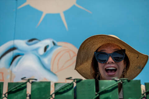 © Celeste Byers, <em>Above the Clouds</em> (process), 2018. SODO Track, Seattle. Photo by @wiseknave. © Celeste Byers, Above the Clouds (process), 2018. SODO Track, Seattle. Photo by @wiseknave.