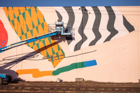 © Elliot Routledge, <em>Untitled</em> (in progress), 2018. SODO Track, Seattle. Photo by @wiseknave. © Elliot Routledge, Untitled (in progress), 2018. SODO Track, Seattle. Photo by @wiseknave.