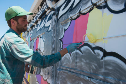 © Rather Severe + Gabriel Marquez, <em>Hallucinations of an Unchartered Territory</em> (in progress), 2018. SODO Track, Seattle. Photo by @akoorisphoto. © Rather Severe + Gabriel Marquez, Hallucinations of an Unchartered Territory (in progress), 2018. SODO Track, Seattle. Photo by @akoorisphoto.